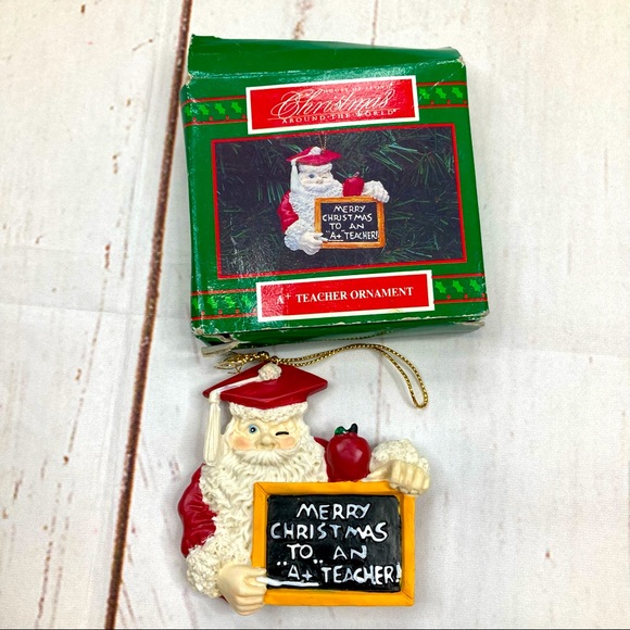 Vintage A+ Teacher Ornament 1995 Christmas Around The World House of Lloyd - Picture 1 of 6